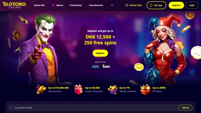 Slotoro Casino Homepage Screenshot