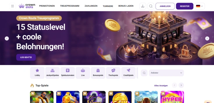 Crownslots Casino lobby screenshot