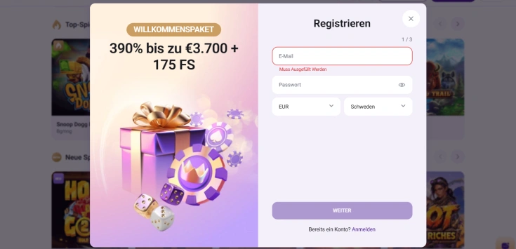 Crownslots Casino Registrieren screenshot