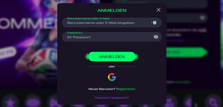 GlitchSpin Anmelden screenshot