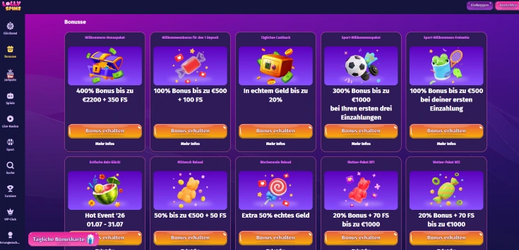 Lollyspins Casino Boni screenshot