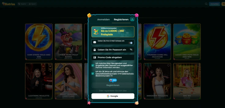 Slotrize Casino-registrieren