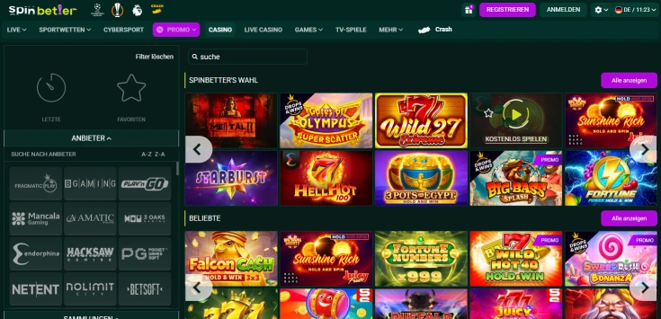 Casino Spielauswahl screenshot