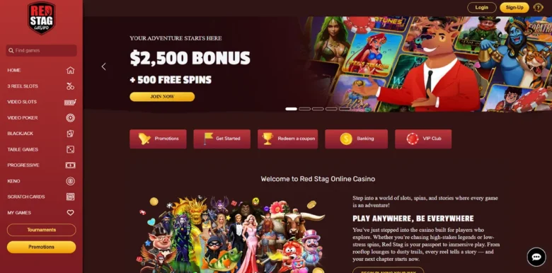 Red Stag Casino main webpage