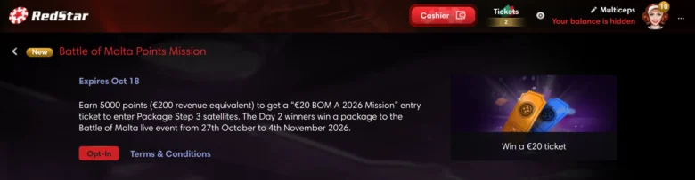 Revenue Missions on RedStar Poker