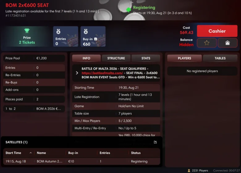 Seat-Only Satellites to Battle of Malta Autumn