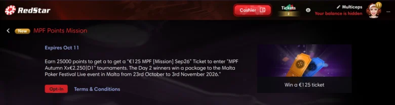 Battle of Malta Missions on RedStar Poker