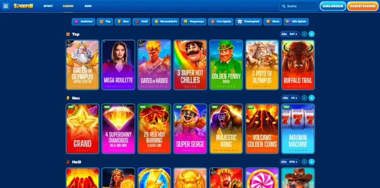 Spinfin Casino – Slot-Seite