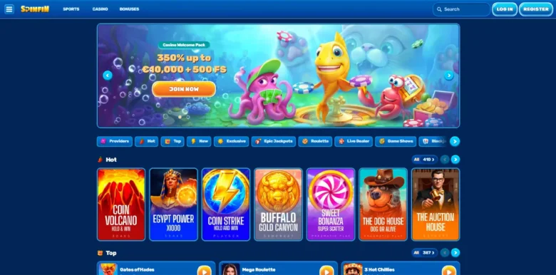 Spinfin Casino main webpage