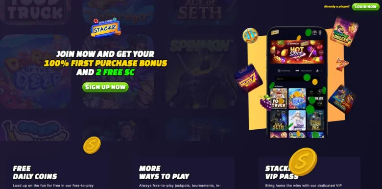 Stackr Social Casino main webpage