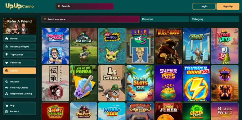 UpUp Casino games page