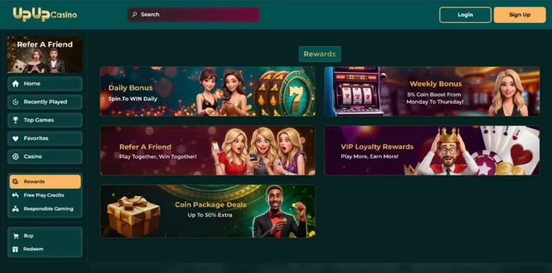 UpUp Casino promotions page