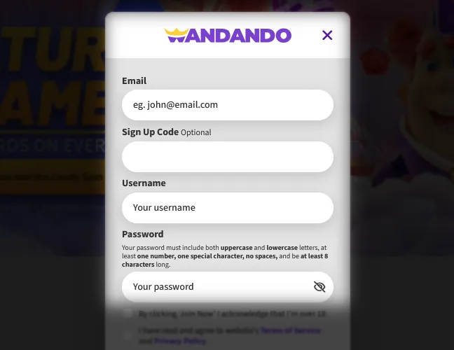 Enter your account details.