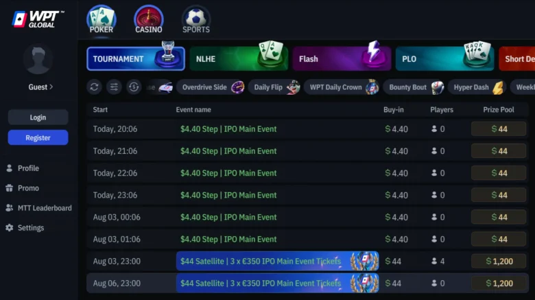 WPT Global IPO Satellite Schedule