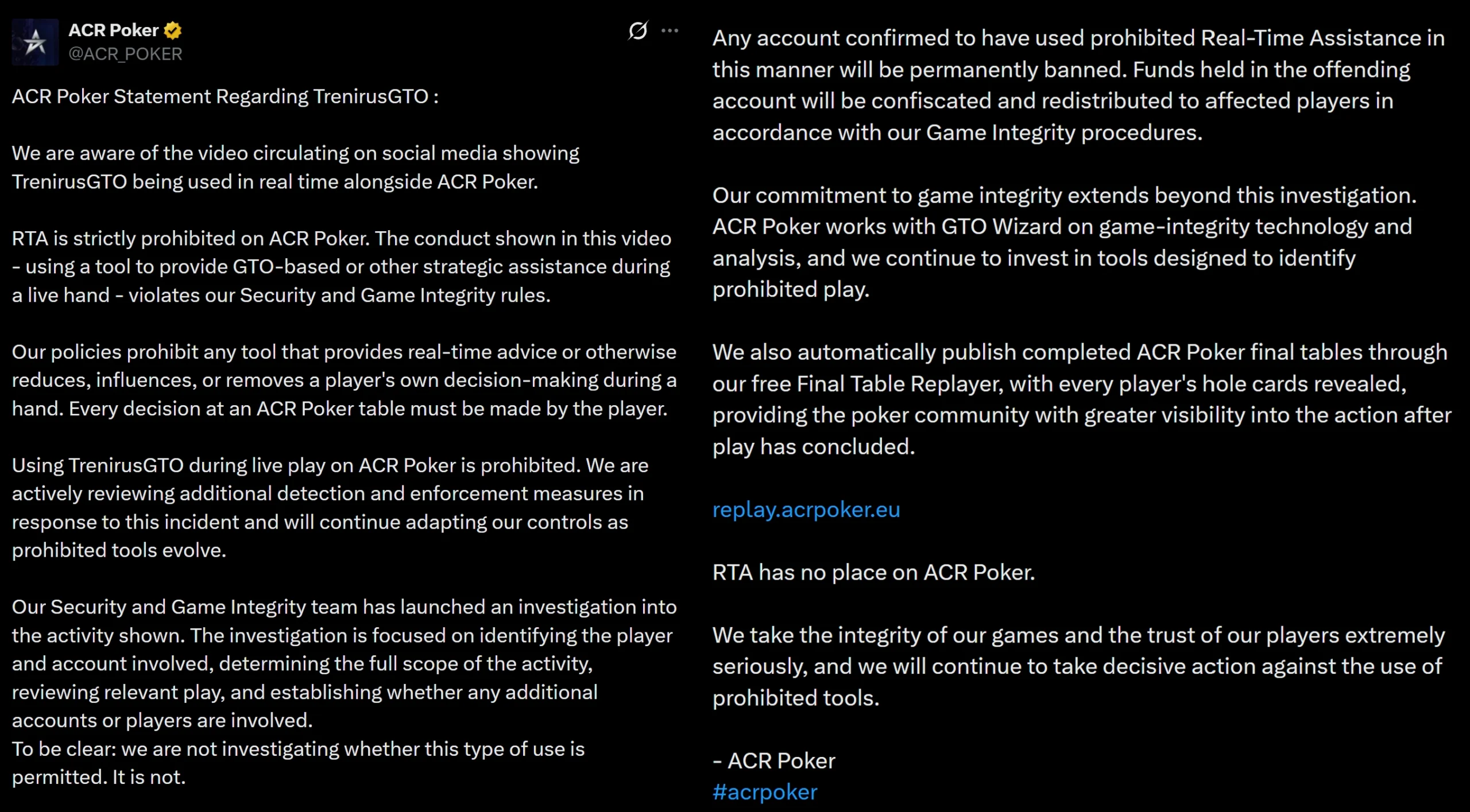 ACR first statement