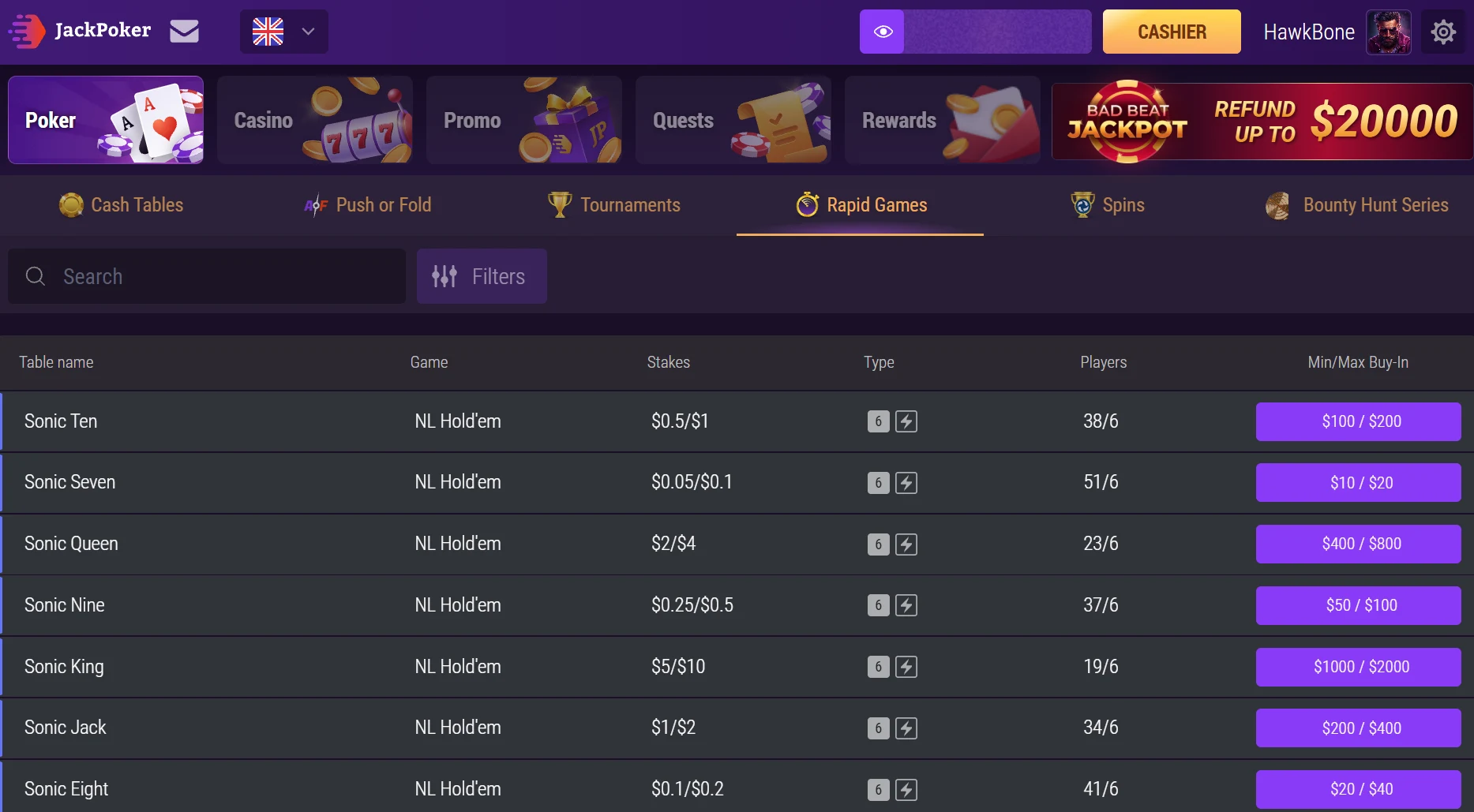 JackPoker Rapid Games