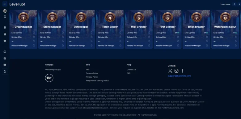 BankRolla Casino Levels