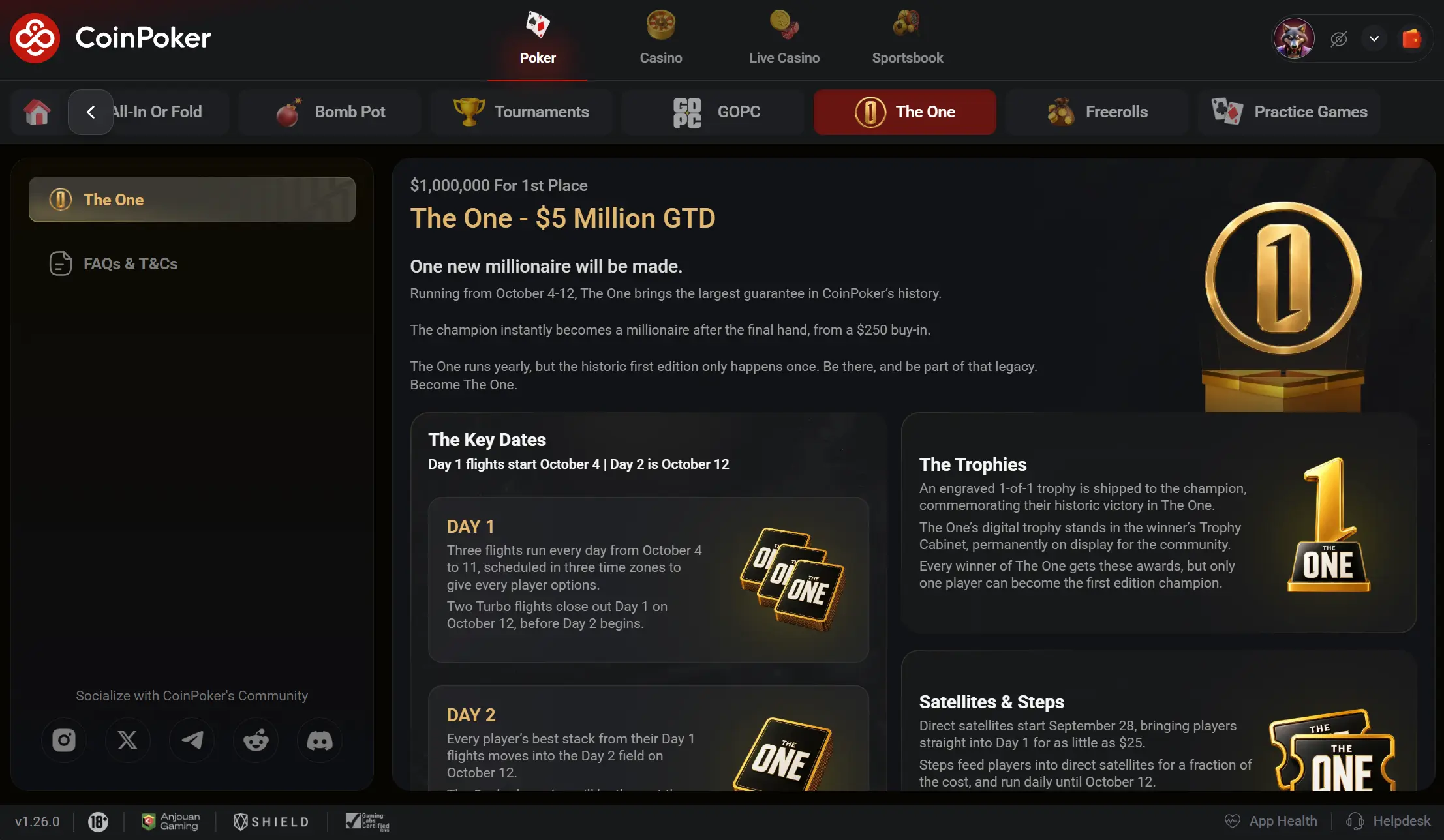 CoinPoker The One Lobby