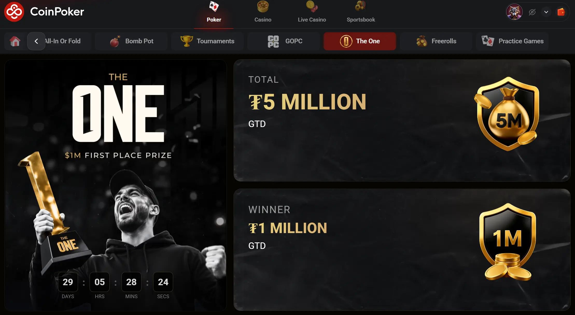 CoinPoker The One Lobby