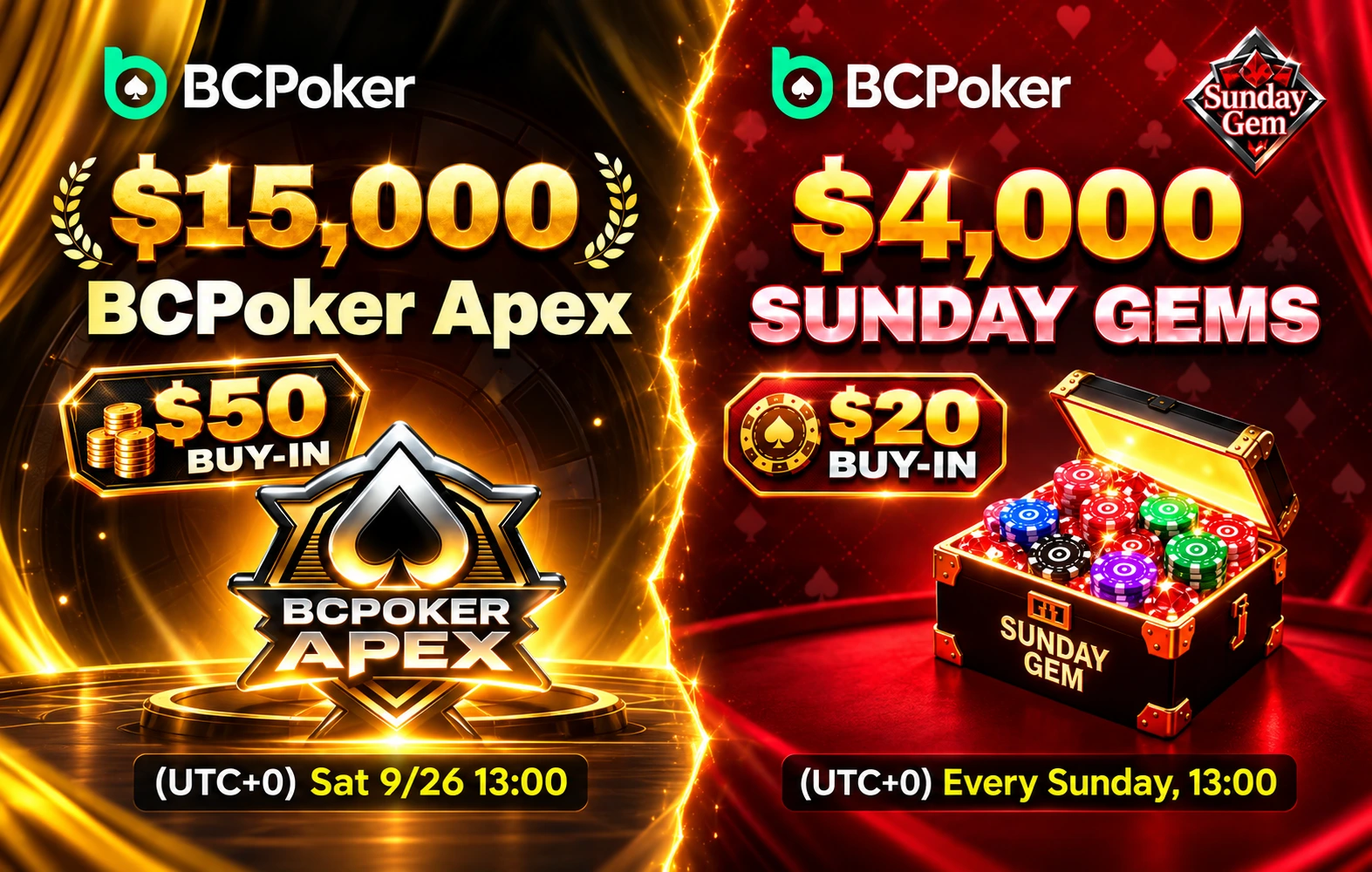 BCPoker Apex and Sunday Gems Bring $19K GTD This Weekend