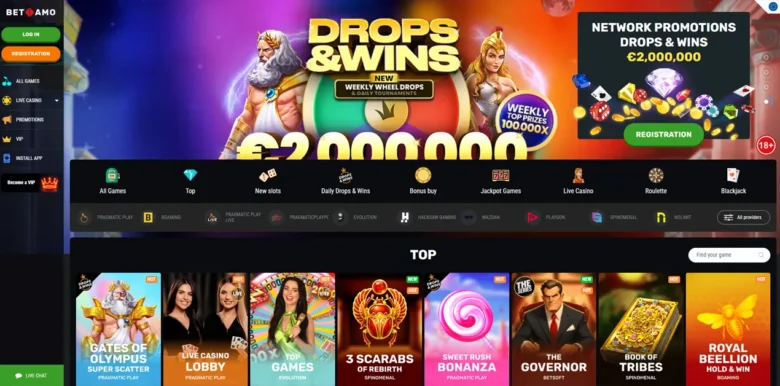 Betamo Casino main webpage