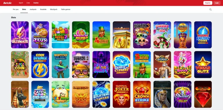 Betclic Casino slots page