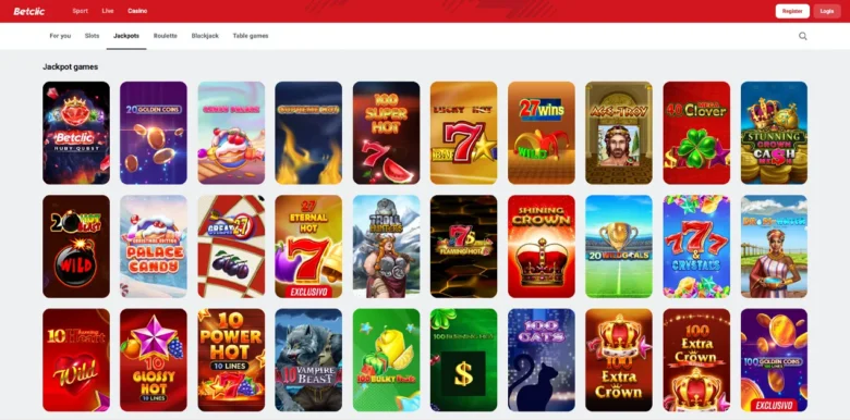 Betclic Casino jackpots page
