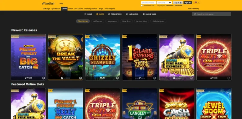 Betfair Casino slots page