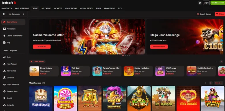 Betsafe Casino main webpage
