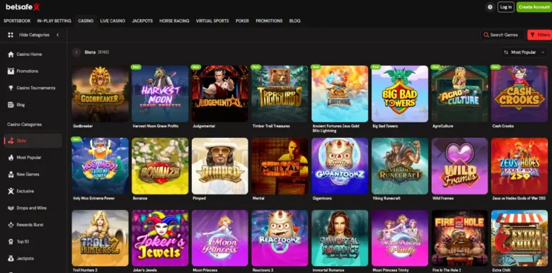 Betsafe Casino slots page