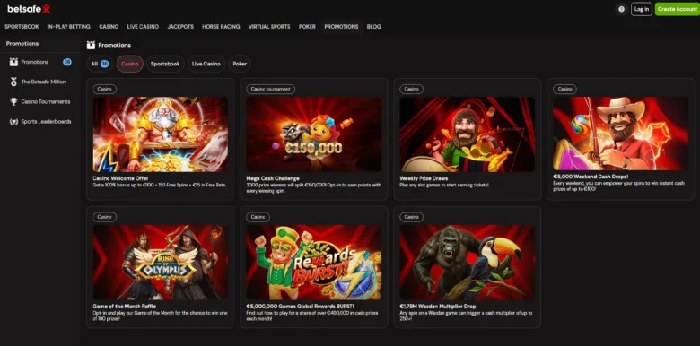 Betsafe Casino promotions page