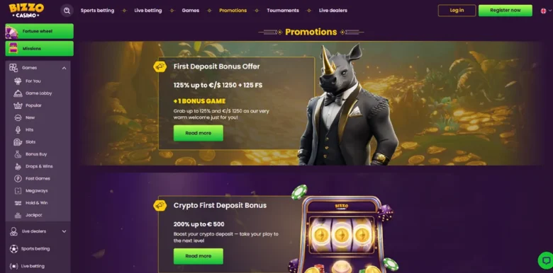 Bizzo Casino promotions page