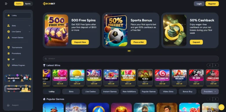 CocoBet Casino main webpage