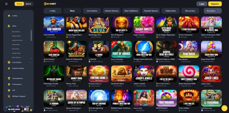CocoBet Casino slots page