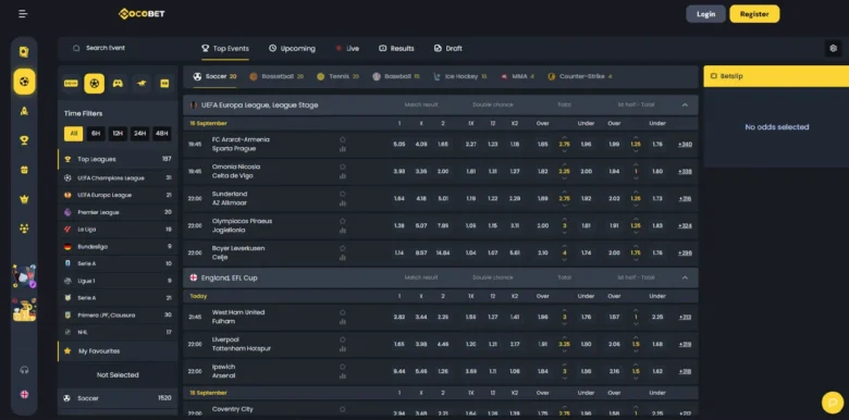 CocoBet Sportsbook main webpage
