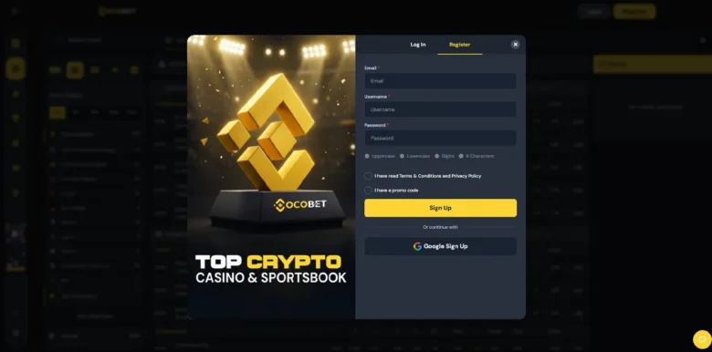 CocoBet Sportsbook sign up page
