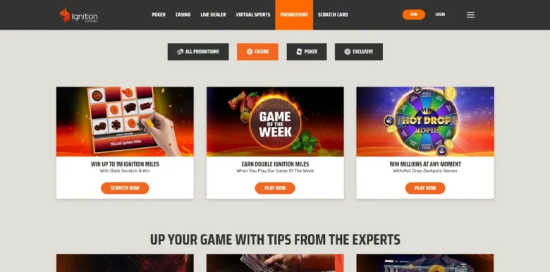 Ignition Casino promotions page