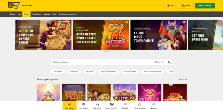 Interwetten Casino main webpage