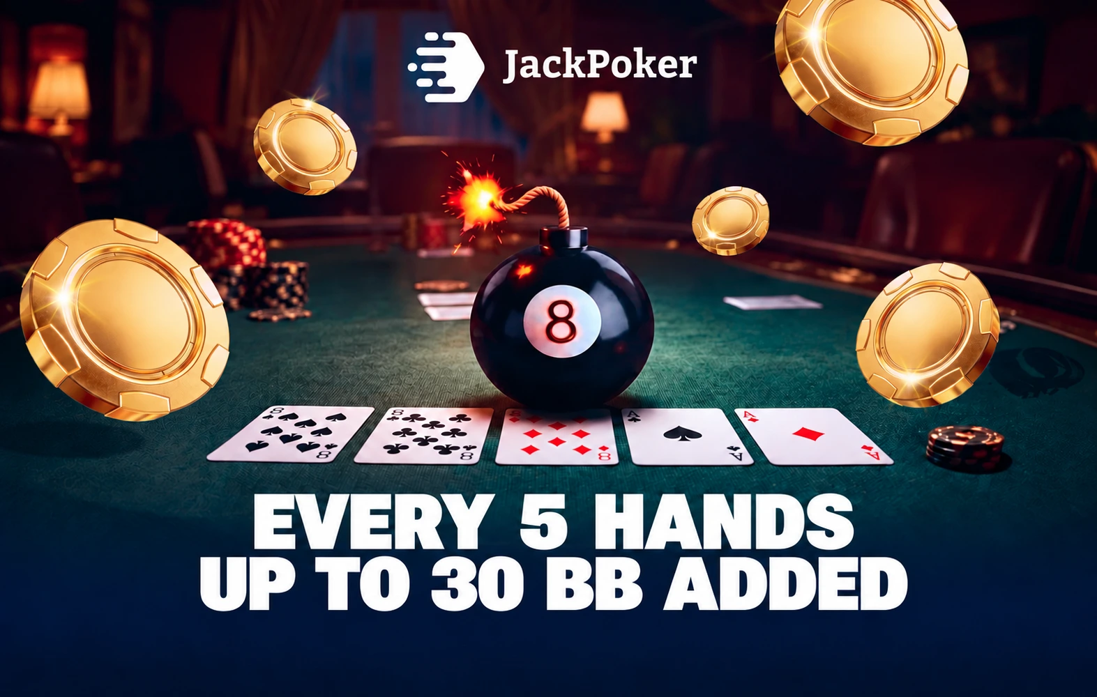 Lucky 8s Bombpot Fest Rushes in October on JackPoker