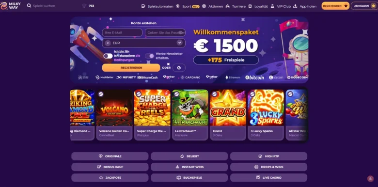 Hauptseite von MilkyWay Casino