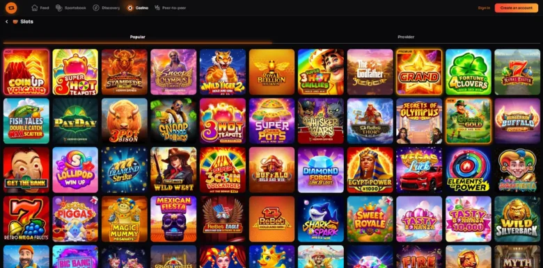 Rebet Social Casino slots page