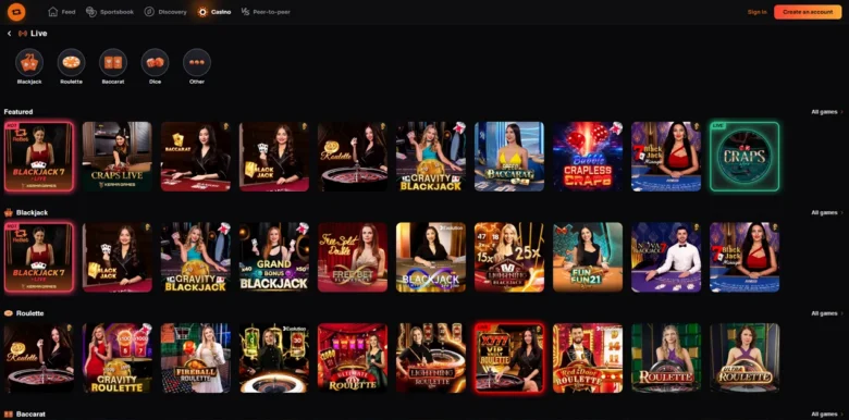 Rebet Social Casino live page