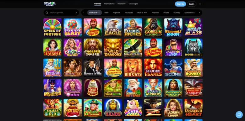Splash Coins Casino exclusive slots page