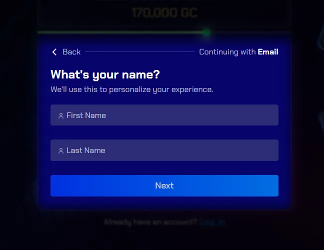 Enter your account details.