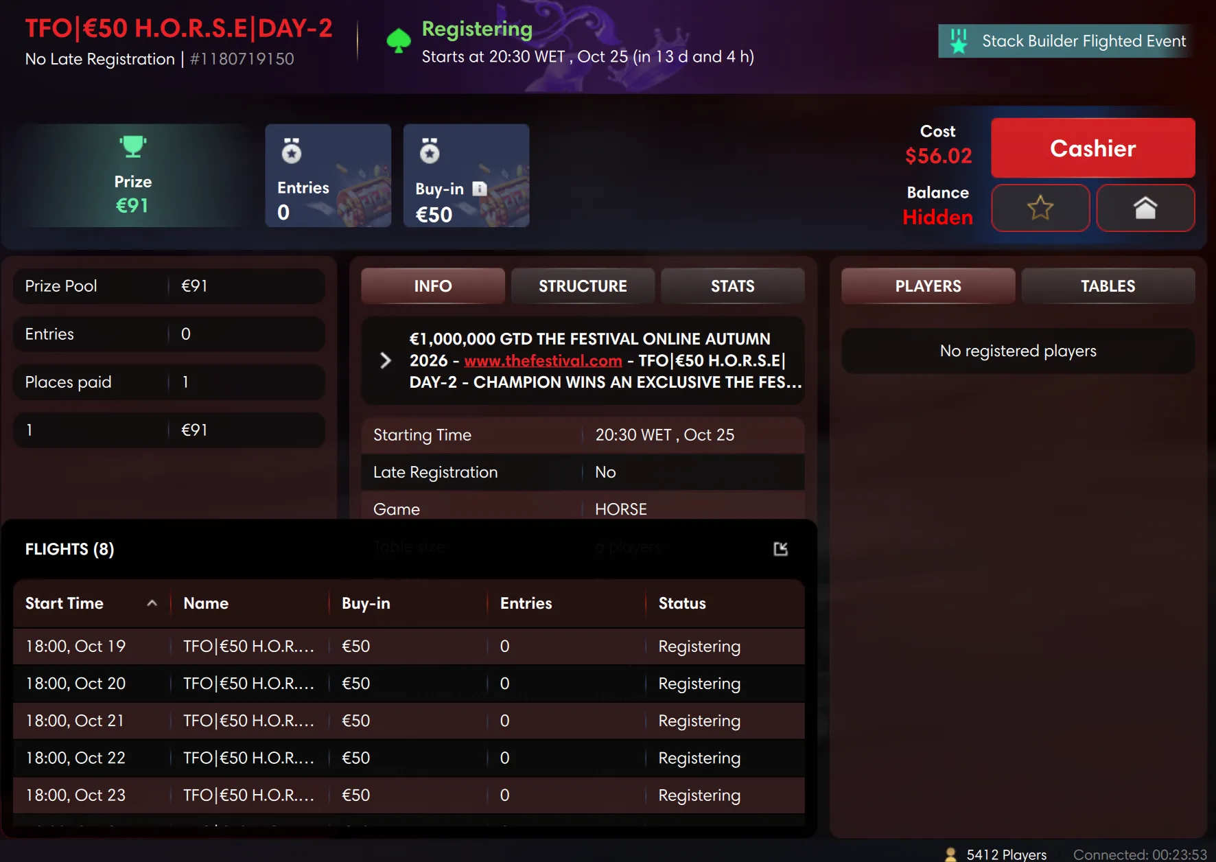 Multi-day H.O.R.S.E lobby