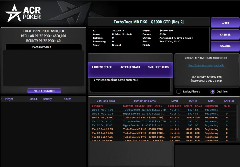 Turbo Tuesday MB PKO $500K on ACR Poker
