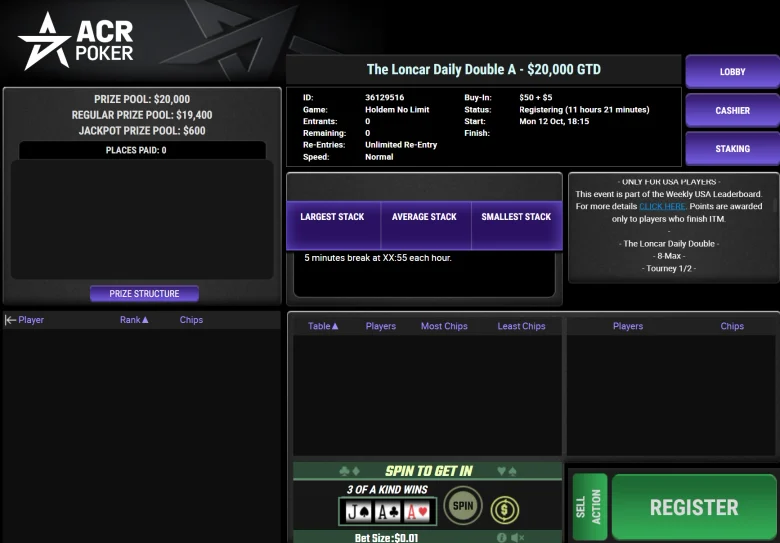 USA Leaderboard Tournaments on ACR Poker