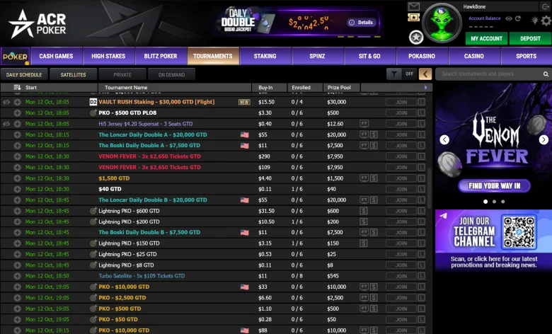 USA Leaderboard Tournaments on ACR Poker