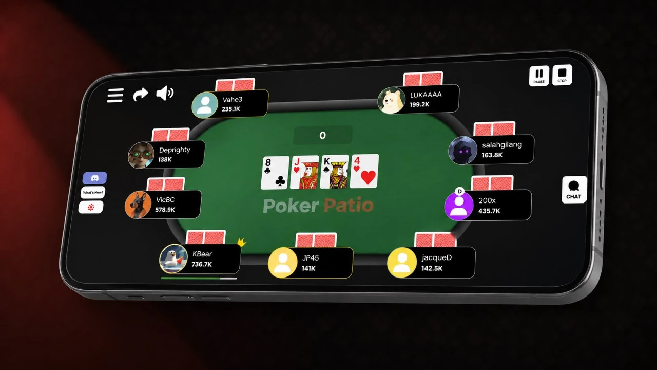 Poker Patio poker table displayed on a smartphone