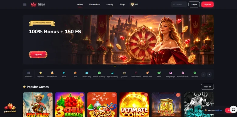SpinEmpire Casino main webpage